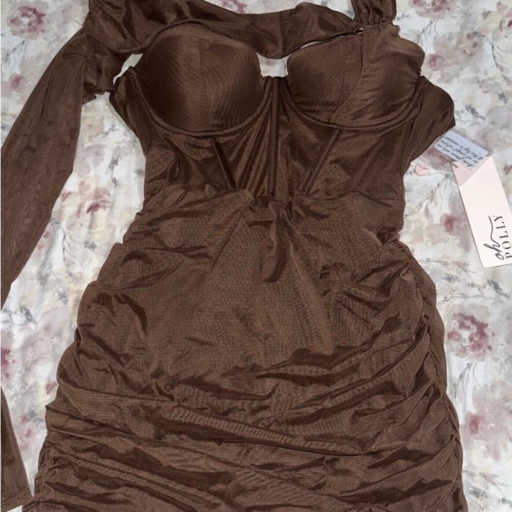 New Oh Polly Elegant Brown Dress
